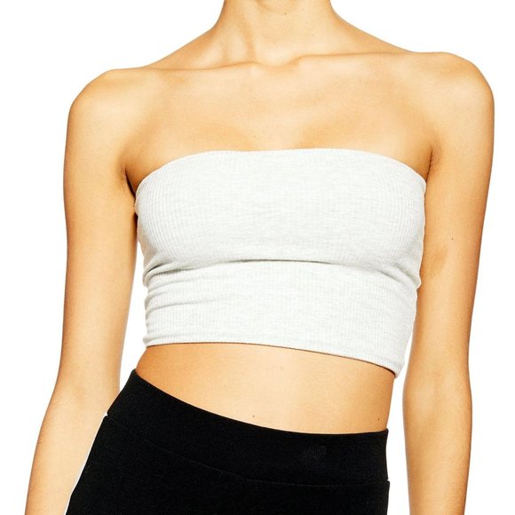 Topshop Other - Topshop white ribbed lined cropped strapless bandeau tube top 10 or medium